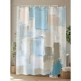 thumbnail image 4 of Abstract Shower Curtain Set ，Waterproof Fabric Shower Curtains Beige Blue Plaid Oil Painting Color Block Contemporary Shower Curtains for Bathroom,Bathroom Decor 36"x72", 4 of 6