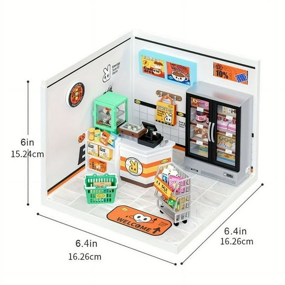 Super Creat Plastic DIY Miniature House Cafe Energy Supply Store Funny Toys Building Block Sets for Adult DW001/DW002/DW003