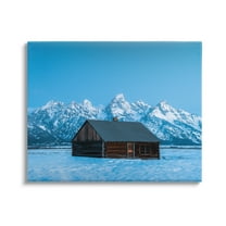 Stupell Industries Log Cabin Mountain View Landscape Photography Gallery Wrapped Canvas Art Print Wall Art, 40 x 30