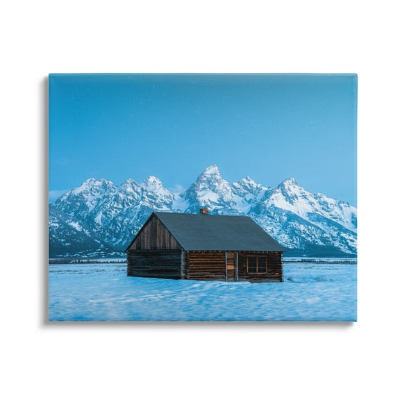 Stupell Industries Log Cabin Mountain View Landscape Photography Gallery Wrapped Canvas Art Print Wall Art, 40 x 30