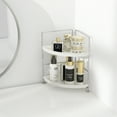 thumbnail image 6 of 2-Tier Corner Bathroom Countertop Organizer,Vanity Makeup Skincare Cosmetics Shelf or Kitchen Spice Rack (Silver), 6 of 10