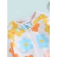 thumbnail image 4 of Bagilaanoe Toddler Baby Girl One-Piece Swimsuit Flower Print Long Sleeve Zipper Rashguard Swimwear 6M 9M 12M 18M 24M 3T Kids Ruffle Bathing Suit, 4 of 8