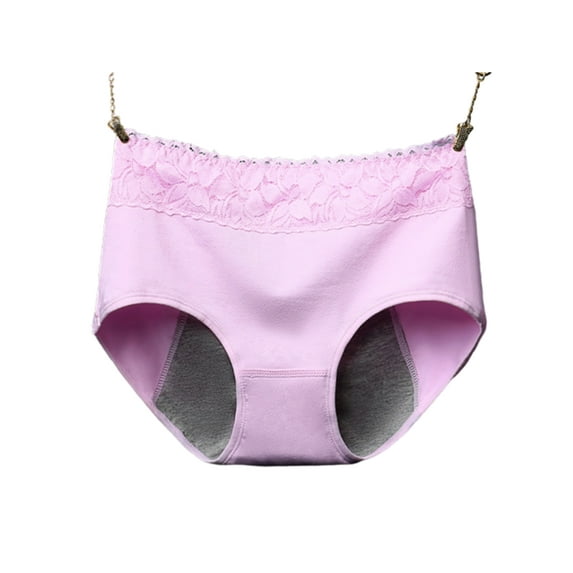 Ochine Women Cotton Ultra-Soft Comfy Mid Rise Lace Seamless Period Panties Maternity Postpartum Underwear Briefs with Panty Liner for Girls, M-XL