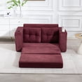 thumbnail image 3 of CQSXDA 2 In 1 Convertible Sofa Bed With Fold Out Floor Couch Design With Pillows For Lounge Settings, Wine Red, 3 of 18