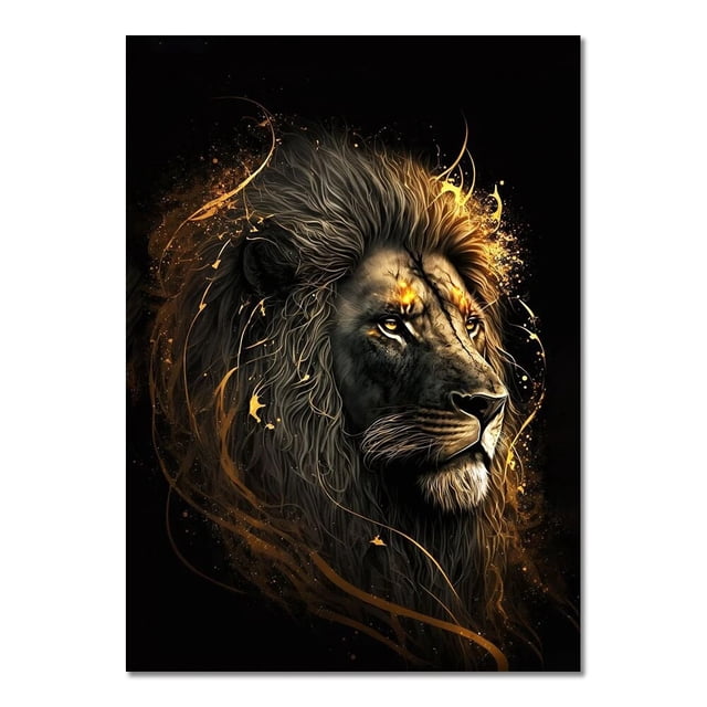 Pintura en lienzo de animales dorados y negros abstractos, búho, Tigre, León, Lobo, águila, cebra, Toro, carteles, imágenes artísticas de pared para habitación, decoración del hogar