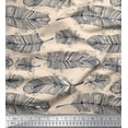 thumbnail image 1 of Soimoi White Rayon Crepe Fabric Tribal Feather Fabric Prints By Yard 46 Inch Wide, 1 of 3