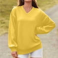 thumbnail image 2 of Plebaso Womens V Neck Sweatshirts Long Sleeve Pullover for Women Casual Loose Solid Color Sweatshirts, 2 of 5