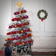 thumbnail image 5 of NOGIS 16.4 Ft Christmas Prelit Tinsel Garland, Red Metallic Garland with LED Lights for Christmas Tree Decorations,Wedding Party Supplies (Red), 5 of 7