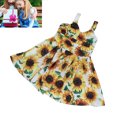thumbnail image 1 of Vestido para niña diseño de patrón de girasol lavado repetido no deformará tela duradera vestido para niñas para fiestas, 1 of 8