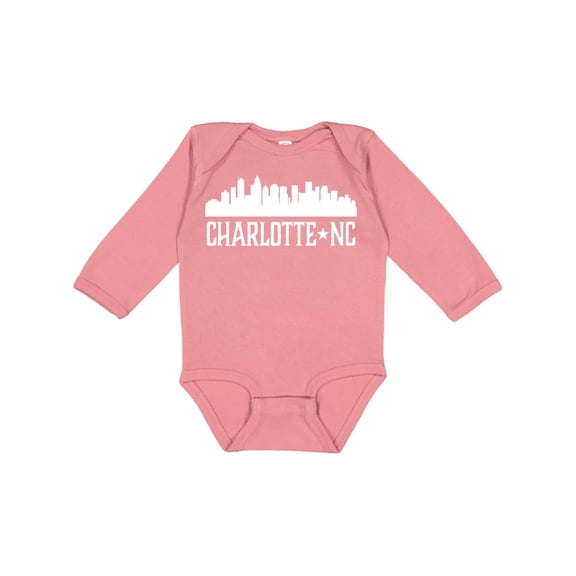 Inktastic Charlotte North Carolina Skyline NC City Boys or Girls Long Sleeve Baby Bodysuit
