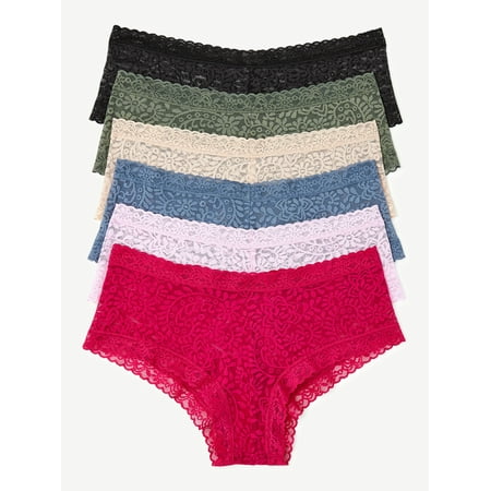 

Joyspun Women s Stretch Lace Cheeky Panties 6-Pack Sizes S to 2XL