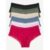 Joyspun Women's Stretch Lace Cheeky Panties, 6-Pack, Sizes S to 2XL