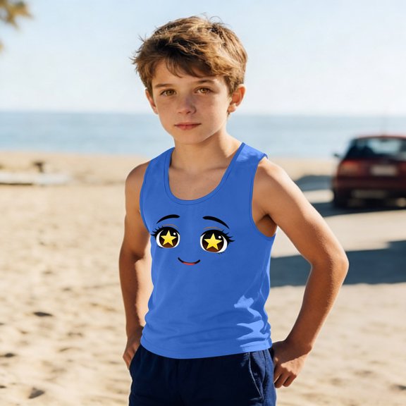Maqroz Boys Tank Tops Summer Quick Dry Basketball Undershirts Cute Print Athletic Sleeveless Shirts Mesh Workout T-Shirts 3-15 Years