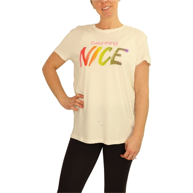 Junk Food Womens Everything Nice Graphic T-Shirt, Blanco, XX-Small