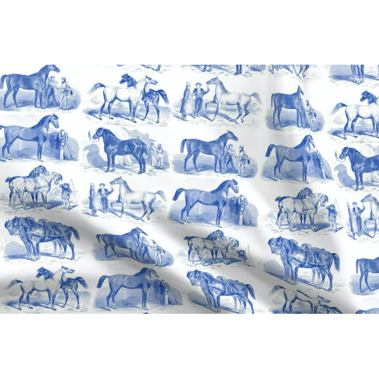 Marye-Kelley - Equestrian Jumper Toile Blue Decoupage Plate