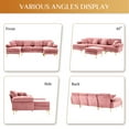thumbnail image 6 of Wiilayok Modern Convertible Sectional Sofa, Velvet Fabric U Shaped Modular Couch with Double Reversible Chaise & Ottoman, 4 Seat Oversized Sofa for Living Room, Pink, 6 of 8