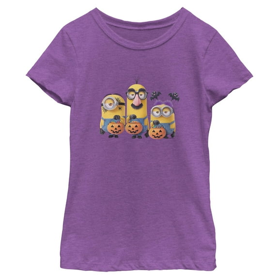 Girls Despicable Me Dave Kevin and Stuart Trick Or Banana Bucket T Shirt