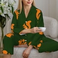 thumbnail image 6 of Yiaed Bold Squirrel Silhouettes Print Pajamas Women's Long Sleeve Sleepwear Soft Button Down Loungewear Pjs Lounge Set Nightwear Womens Pajama Pants-XX-Large, 6 of 7