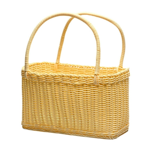 Cesta de Picnic, organizador de almacenamiento para el hogar, decoración, cesta tejida multifuncional, soporte para frutas para sala de estar al aire