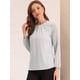 thumbnail image 3 of Top de la blusa de la oficina del trabajo del cuello del ojo de la cerradura de las mangas largas semi transparentes de la gasa elegante de las mujeres Gris Claro M, 3 of 6