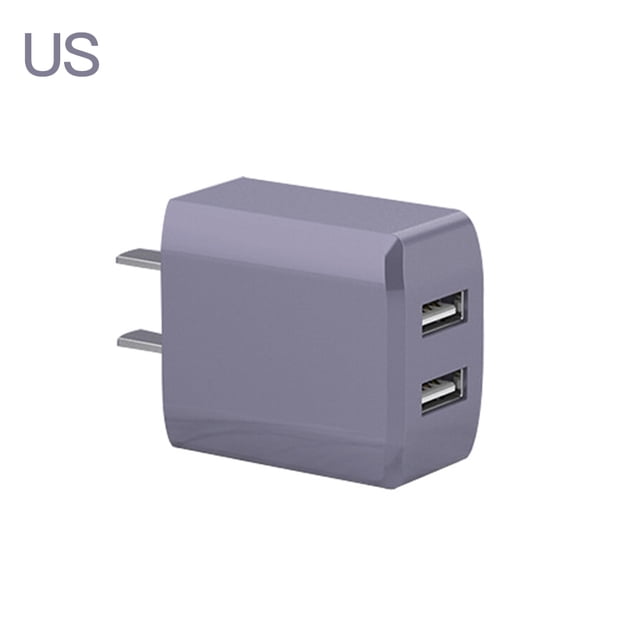 Puertos USB duales Cargador de pared Teléfono rápido de viaje Cargador de tableta Adaptador de carga USB DC 5V 2A Enchufe de EE. UU., Morado Methold EL5183-03