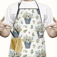 thumbnail image 2 of White Cow Flower Bucket Pattern Apron-Garden Aprons for Women with Pockets-Cotton Linen Waterproof Kitchen Cooking Gardening Aprons Adjustable for Kitchen,Cooking,BBQ and Salon 33x27 Inch, 2 of 7