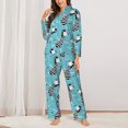 thumbnail image 2 of Pajamas for Women Set - funny cute zebra blue Comfy Long Sleeve Button Up Pajama Sets for Women 2 Piece, Soft Sleepwear Nightwear Pjs Lounge Sets for Women with Pockets, 2 of 6