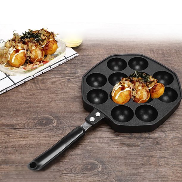 Plato antiadherente para parrilla Takoyaki, 12 orificios con compartimentos, máquina para hacer bolas de pulpo, molde para cocinar en casa, bandeja para hornear