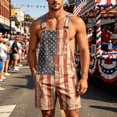 thumbnail image 2 of American Flag Overalls Men Shorts Loose Fit Festival Jumpsuits Patriotic Work Bibs Coveralls Casual Outdoor Summer Fourth of July Clothes, 2 of 4