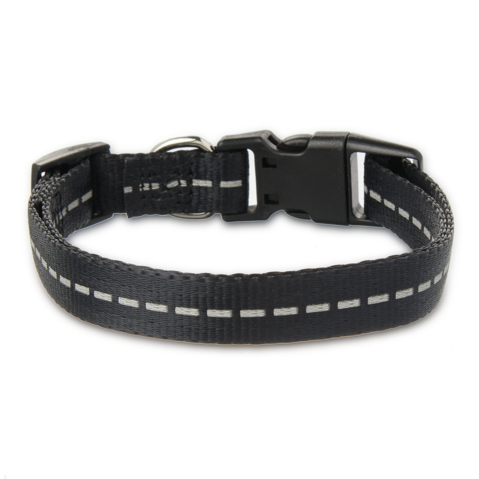 Vibrant Life Reflective Polyester Adjustable Dog Collar, Black, Small