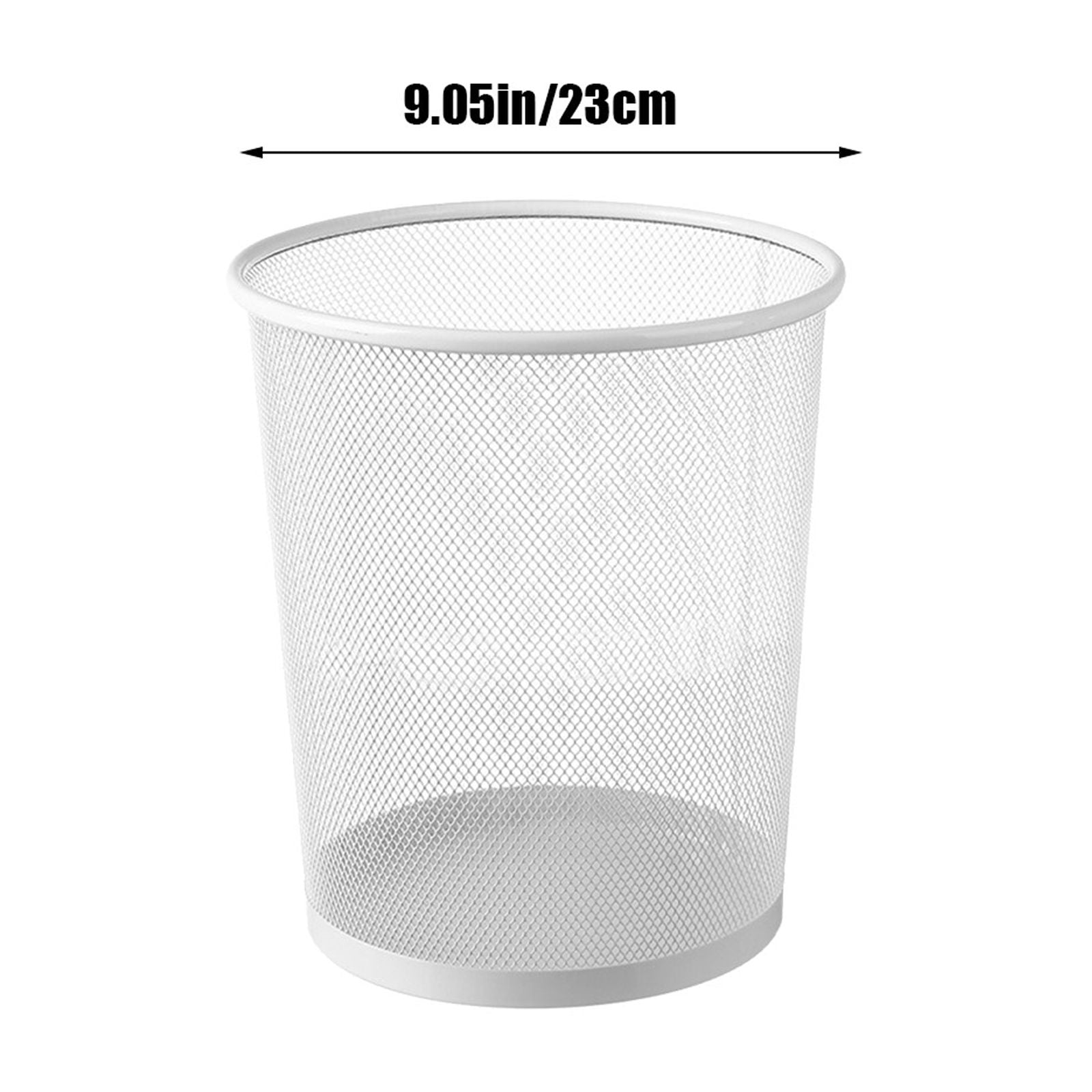 Holloyiver Round Waste Basket, Wire Mesh Desk Metal Trash Garbage Can, Wastebasket Recycling White Trash Bins Garbage Container for Bedroom Office School Kitchen Home Living Room