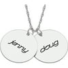Personalized Sterling Silver Couple's Engraved Name Charms Pendant, 20"
