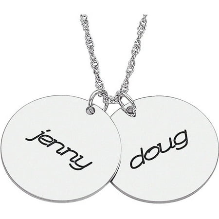 Personalized Sterling Silver Couple's Engraved Name Charms Pendant, 20"