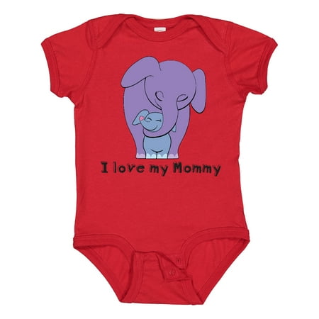 

Inktastic I Love My Mommy Elephant Purple Blue Gift Baby Boy Bodysuit