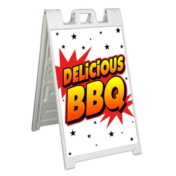Delicious BBQ (24" X 36") Standard A-Frame Signicade, Includes Decal Applied To Stand