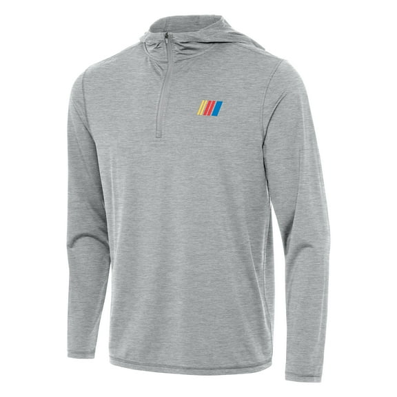 Men's Antigua Heather Gray NASCAR Tidy Quarter-Zip Pullover Hoodie