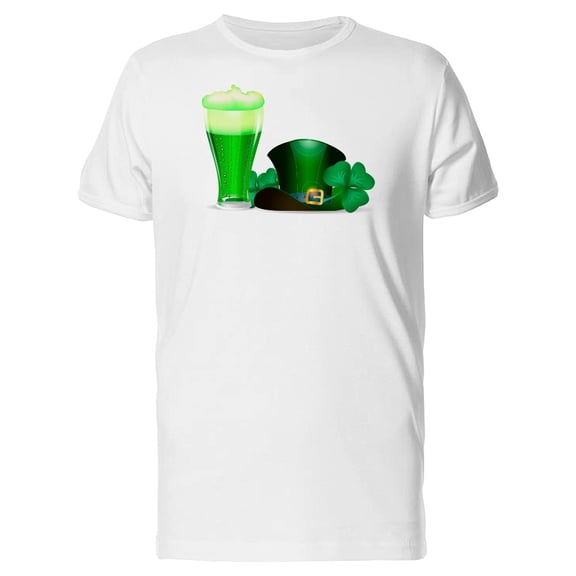 Leprechaun Hat & Beer Mug T-Shirt Men -Image by Shutterstock, Male Medium
