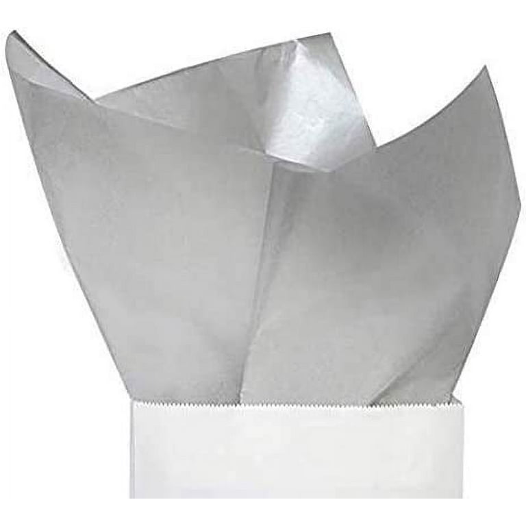 UNIQOOO 60 Sheets Metallic Silver Foil Gift Tissue Paper Bulk