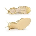 thumbnail image 5 of BLISSFUL STEP Women's Lace Up Strappy Slingback Stiletto High Heel Sandals Gold 6, 5 of 8