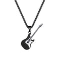 thumbnail image 2 of Collar con colgante de guitarra para hombre cadena Retro duradera de moda callejera para amantes de la música Negro Zulema collar de los hombres, 2 of 8