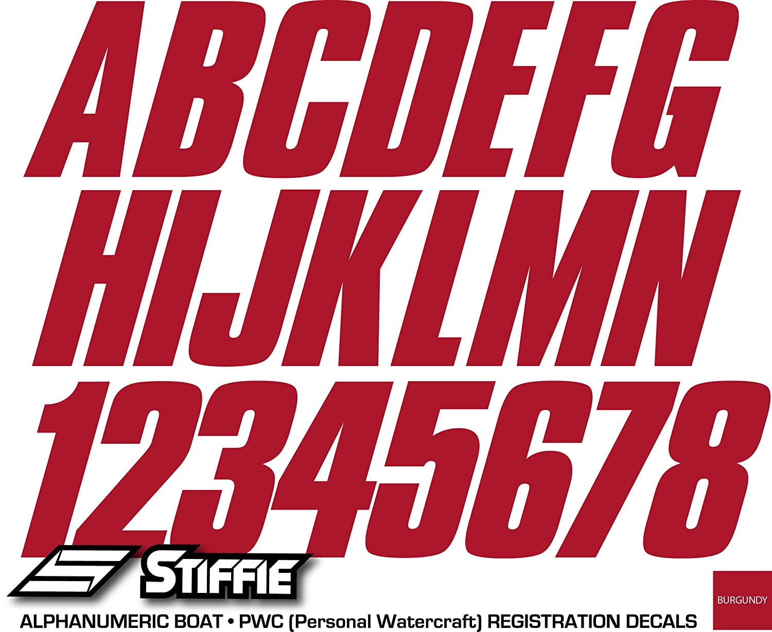 STIFFIE Shift SH18 Burgundy Boat PWC ID Numbers Decals Registration Sticker 