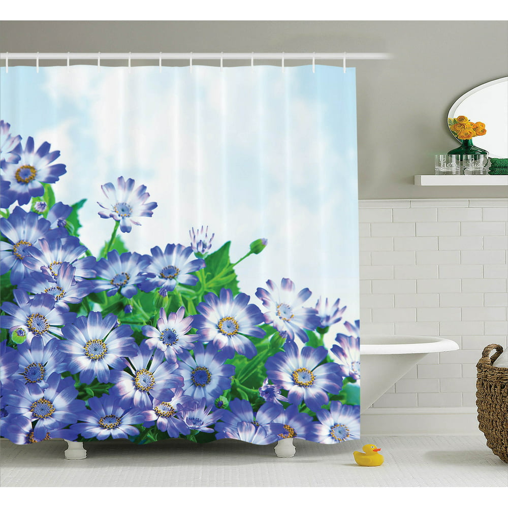 Flower Decor Shower Curtain Set, Bunch Of Fresh Wildflowers In Grass ...