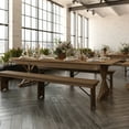 thumbnail image 3 of Flash Furniture 9' x 40" Rectangular Antique Rustic Solid Pine Folding Farm Table with X Legs, 3 of 13