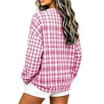 thumbnail image 5 of Byworldtasic Women's Gingham Print Crewneck Sweatshirt Casual Long Sleeve Oversized Top Loose Fit Pullover Top, 5 of 6