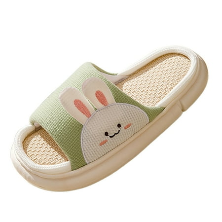 

Daznico Womens Sandals Four Seasons Indoor Linen Cotton Slippers Home Non Slip Thick Sole Cotton Linen Cloth Women Slippers ( Green 7.5 )
