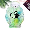 thumbnail image 3 of Sudadera con capucha con estampado de pata de perro para mujer, estilo informal, para invierno y otoño, chaqueta con capucha para adolescente, 3 of 4