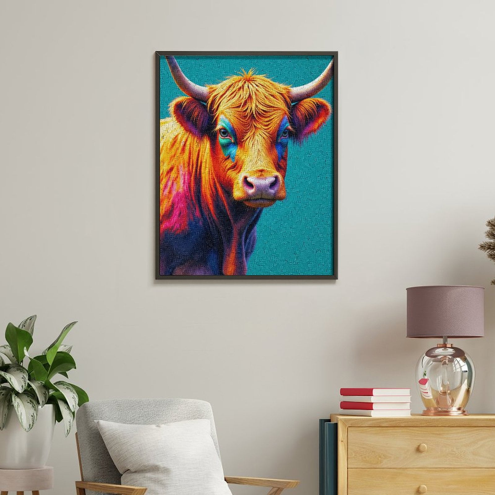 Paint By Numbers Kit for Adults Beginner - Colorful Cow Portrait Art DIY Canvas Painting Kits for Adults, Frameless Paint By Number for Adults for Home Wall Decor 16x20 Inch