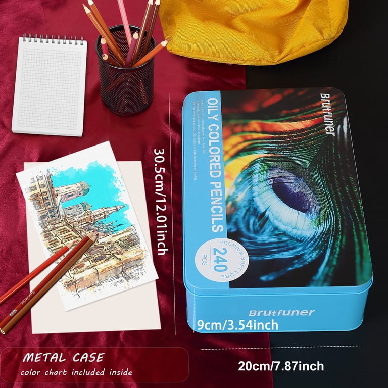 240 Color Artist Colored Pencils Set, Soft Core, Professional