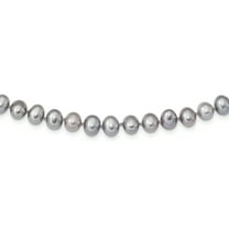 Primal Silver Sterling Silver Rhodium-plated 6-7mm Grey Freshwater Cultured Pearl Necklace