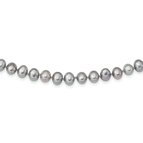 Primal Silver Sterling Silver Rhodium-plated 6-7mm Grey Freshwater Cultured Pearl Necklace